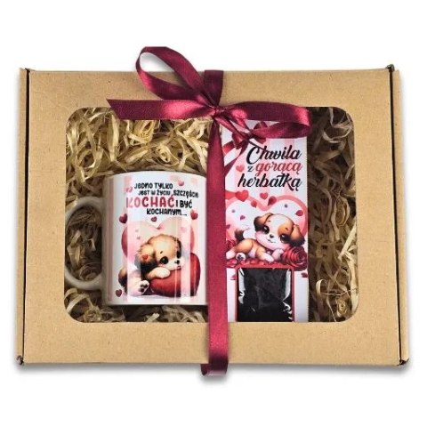 Zestaw KUBEK + HERBATA - dla zakochanych - Walentynki - Serca 3357- WAL3