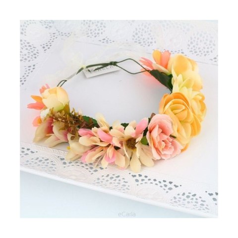 Wianek, opaska do włosów z kwiatów, delikatny wianuszek BOHO W1K