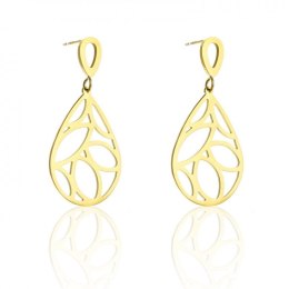 Kolczyki stal chirurgiczna złote ażurowe listki sztyft KST1811