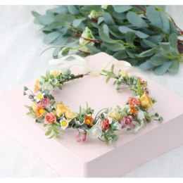 Wianek, opaska do włosów z kwiatów, delikatny wianuszek BOHO BOHO W98
