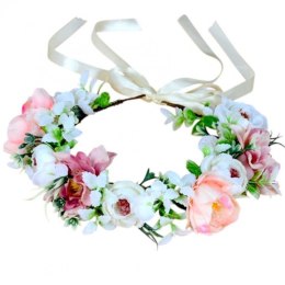 Wianek, opaska do włosów z kwiatów, delikatny wianuszek BOHO W101