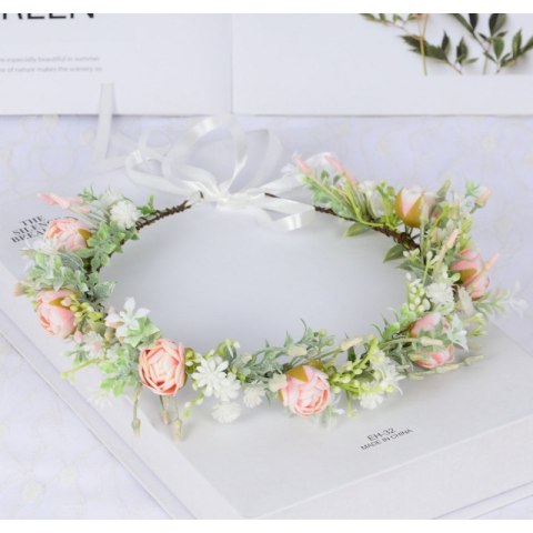 Wianek, opaska do włosów z kwiatów, delikatny wianuszek BOHO W104