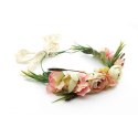 Wianek, opaska do włosów z kwiatów, delikatny wianuszek BOHO W58R