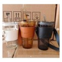 Kubek z kolorowego szkła na Kawę Herbatę ze słomką i zamknięciem 450 ML CUP09GRAF