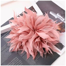 Broszka ozdobna, spinka do włosów 2w1 pióra pudrowy róż BZ207R