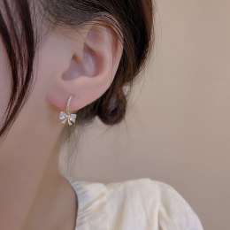 Kolczyki KOKARDKI ze stali szlachetnej pozłacanej 14k złotem, cyrkonie, sztyft srebro S925 KST3330