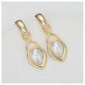 Kolczyki wiszące ze stali szlachetnej platerowane 14k złotem, sztyft srebro S925, perły KST3340