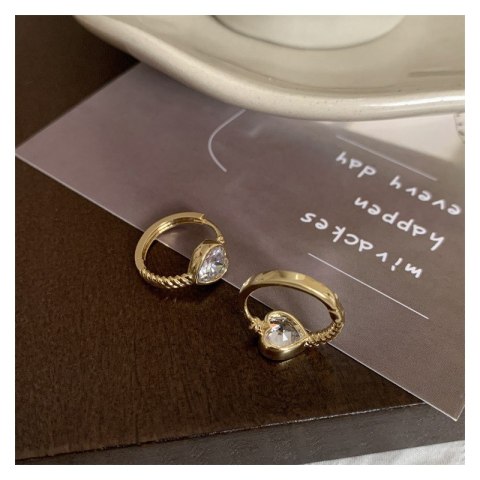 Kolczyki ze stali szlachetnej platerowane 14k złote, cyrkonie SERCA KST3339