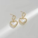Kolczyki ze stali szlachetnej platerowane 14k złote, perły SERCA, sztyft srebro S925KST3341
