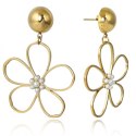 Kolczyki ze stali szlachetnej platerowane 14k złotem KWIATY cyrkonie KST3351
