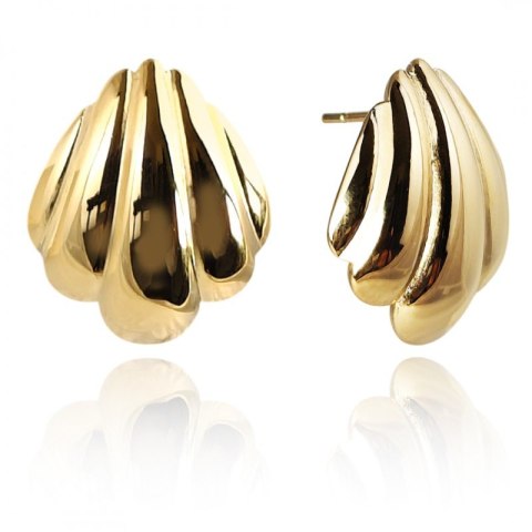 Kolczyki ze stali szlachetnej platerowane 14k złotem, MUSZELKI, sztyft KST3395