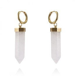 Kolczyki ze stali szlachetnej pozłacanej 14k złotem kryształ górski KST2904B