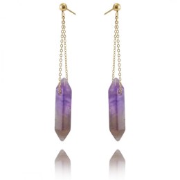 Kolczyki ze stali szlachetnej pozłacanej kryształ górski KST2911