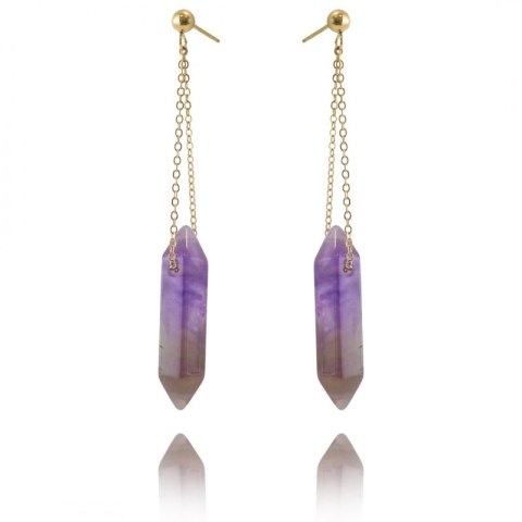 Kolczyki ze stali szlachetnej pozłacanej kryształ górski KST2911