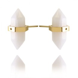 Kolczyki ze stali szlachetnej pozłacanej kryształ górski KST2912B