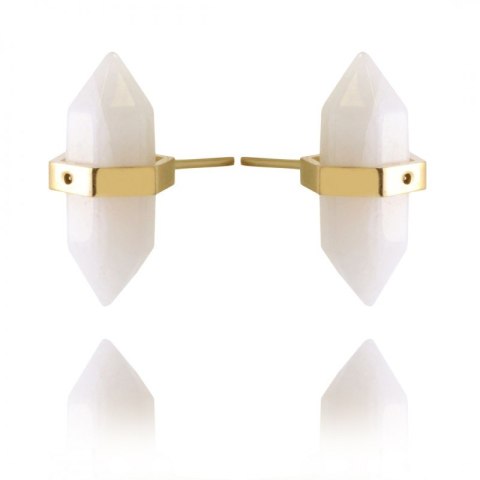 Kolczyki ze stali szlachetnej pozłacanej kryształ górski KST2912B