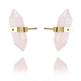 Kolczyki ze stali szlachetnej pozłacanej kryształ górski KST2912R