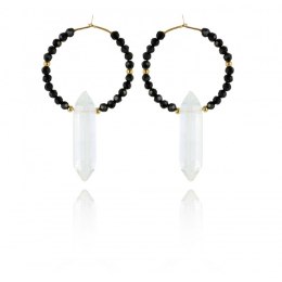 Kolczyki ze stali szlachetnej pozłacanej kryształ górski KST2943