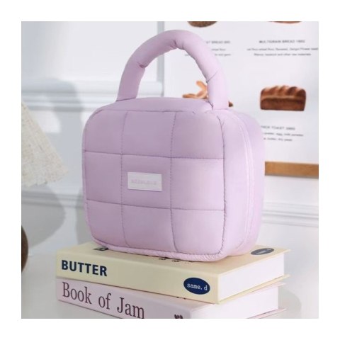 Kosmetyczka damska pikowana kuferek z rączką 21 x 17 x 8 cm KS139FIO