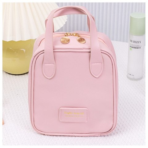 Kosmetyczka organizer na kosmetyki z rączką 17x7x19cm różowa KS128R