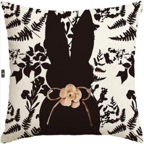 Lniana poszewka na poduszkę 45 x 45 cm KRÓLICZEK Black & white POD232