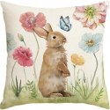 Lniana poszewka na poduszkę 45 x 45 cm motyw wiosenny Króliczek POD222
