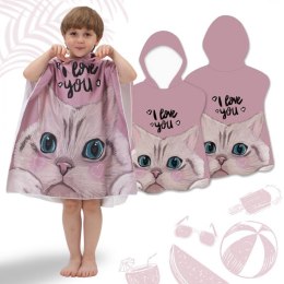 RĘCZNIK PLAŻOWY Peleryna dziecięca I LOVE YOU kotek 60 x 60cm PEL02WZ2