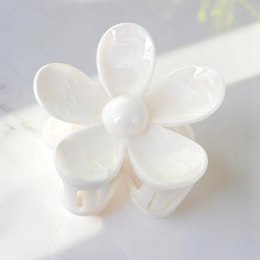 Spinka do włosów klamra XL kwiat Marmurek biały 7,5 x 8cm SP379B