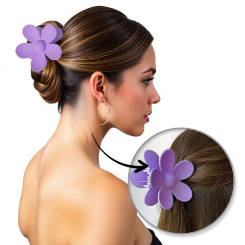 Spinka do włosów klamra XL kwiat fiolet 7 x 7,5 cm SP194