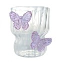 Szklanka ryflowana, z falowanymi ściankami, MOTYLKI fiolet 260 ml 1szt SZK162