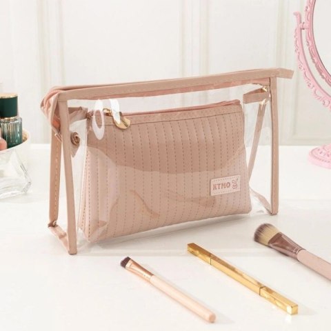 Zestaw kosmetyczek 2w1 Pudrowy Róż transparentna KS102WZ2