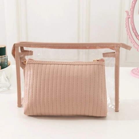 Zestaw kosmetyczek 2w1 Pudrowy Róż transparentna KS102WZ2