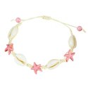 Bransoletka 2w1 na stopę i rękę, na sznurku, MUSZELKI i ROZGWIAZDY B543R