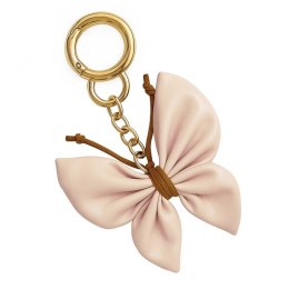 Brelok do kluczy skórzany MOTYL, KOKARDKA kremowy BRL367K