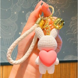 Brelok do kluczy z dzwoneczkiem KRÓLIK SWEET z SERCEM biały BRL360