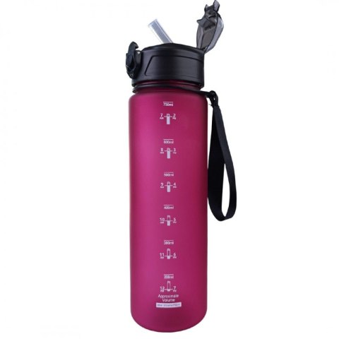 Butelka na wodę, sportowy bidon matowy 750ML bordowy ECARLA SPORTS BD49
