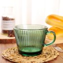 Filiżanka szklanka ryflowana duża butelkowa zieleń 380 ml 1szt SZK178