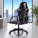 Fotel gamingowy, biurowy obrotowy VORTEX czarny, biały ekoskóra KO35B