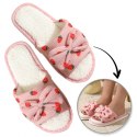 Kapcie ocieplane z kokardą, TRUSKAWKI, antypoślizgowe PAN05R38, rozmiar 38