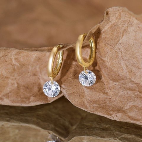 Kolczyki wiszące srebro platerowane 14k złotem, srebro S925 KST3391