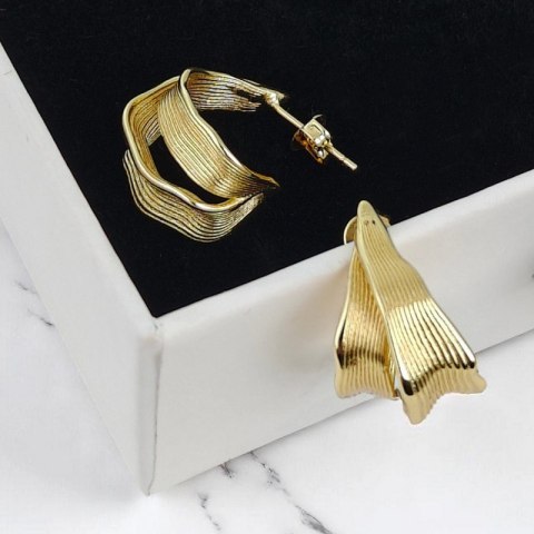 Kolczyki wiszące srebro platerowane 14k złotem, srebro S925 KST3392