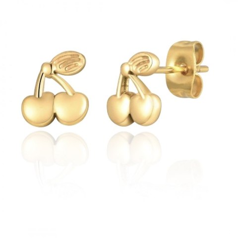 Kolczyki ze stali szlachetnej platerowane 14k złotem WISIENKI, sztyft srebro S925 KST3317