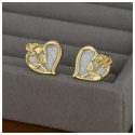 Kolczyki ze stali szlachetnej pozłacanej 14k złotem, SERCE RÓŻA sztyft srebro S925 KST3368