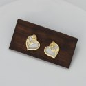 Kolczyki ze stali szlachetnej pozłacanej 14k złotem, SERCE RÓŻA sztyft srebro S925 KST3368