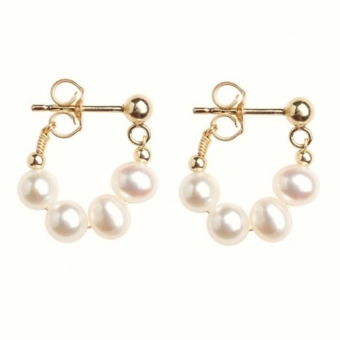 Kolczyki ze stali szlachetnej pozłacanej 14k złotem, sztyft srebro S925, perły KST3405