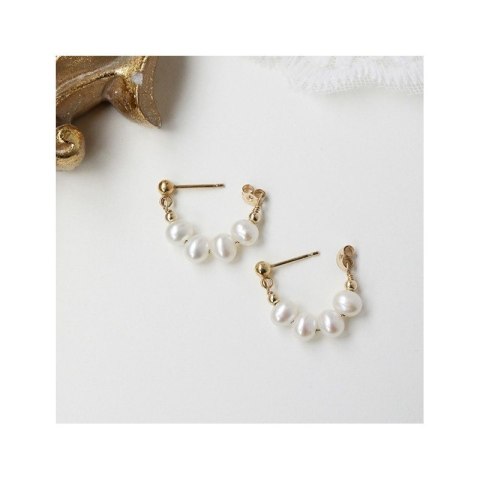 Kolczyki ze stali szlachetnej pozłacanej 14k złotem, sztyft srebro S925, perły KST3405