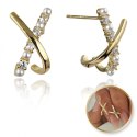 Kolczyki ze stali szlachetnej pozłacanej 14k złotem z cyrkoniami i perełkami KST3333