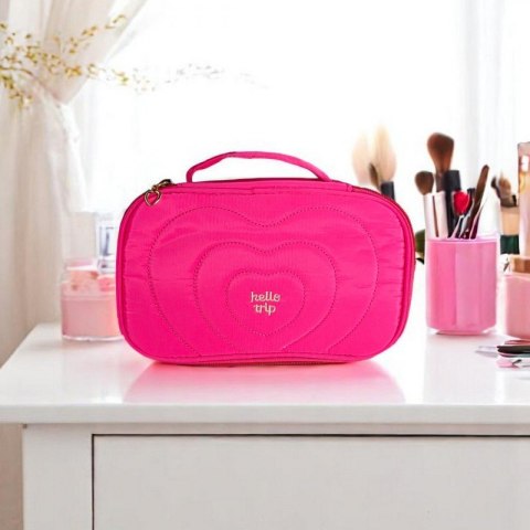 Kosmetyczka damska pikowana kuferek z rączką 24 x 9 x 15 cm KS132R