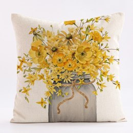 Lniana poszewka na poduszkę 45 x 45 cm z nadrukiem BUKIET KWIATÓW POD237