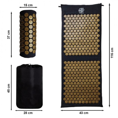 Mata do akupresury, masażu, z poduszką ECARLA SPORTS 116 x 43 cm MATA11